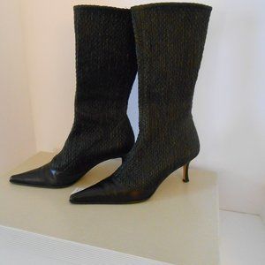 NEW Pancaldi Italian Leather Stretch Fabric Boot